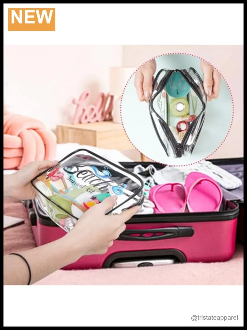 4-Pack Waterproof PVC Clear Cosmetic Bags Beach Summer Travel Toiletry Pouches
